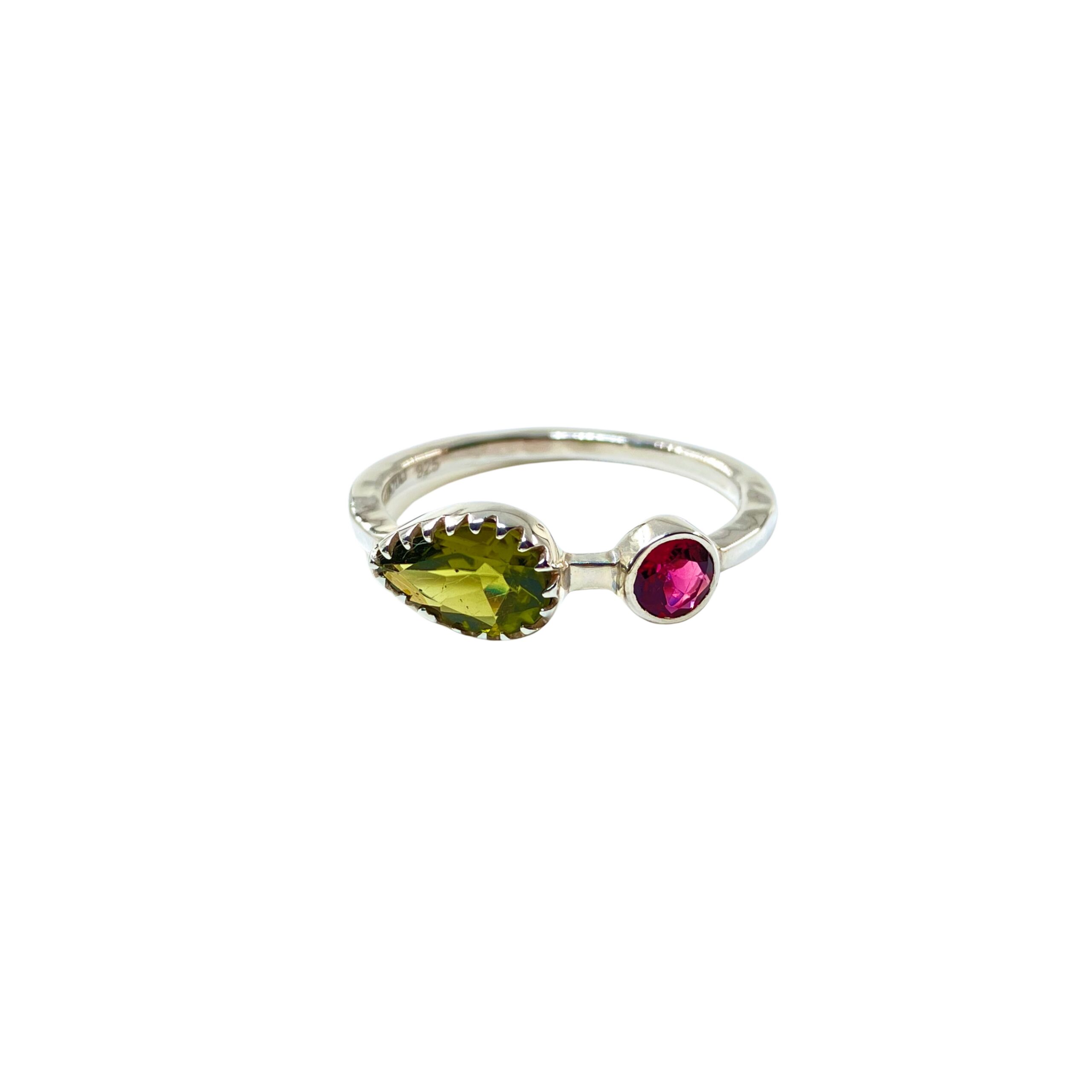 Peridot and Sapphire Gemini Ring
